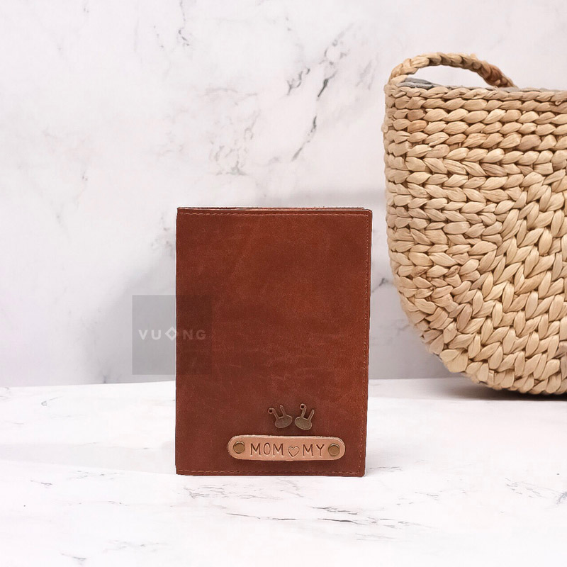 passport cover màu da bò đậm