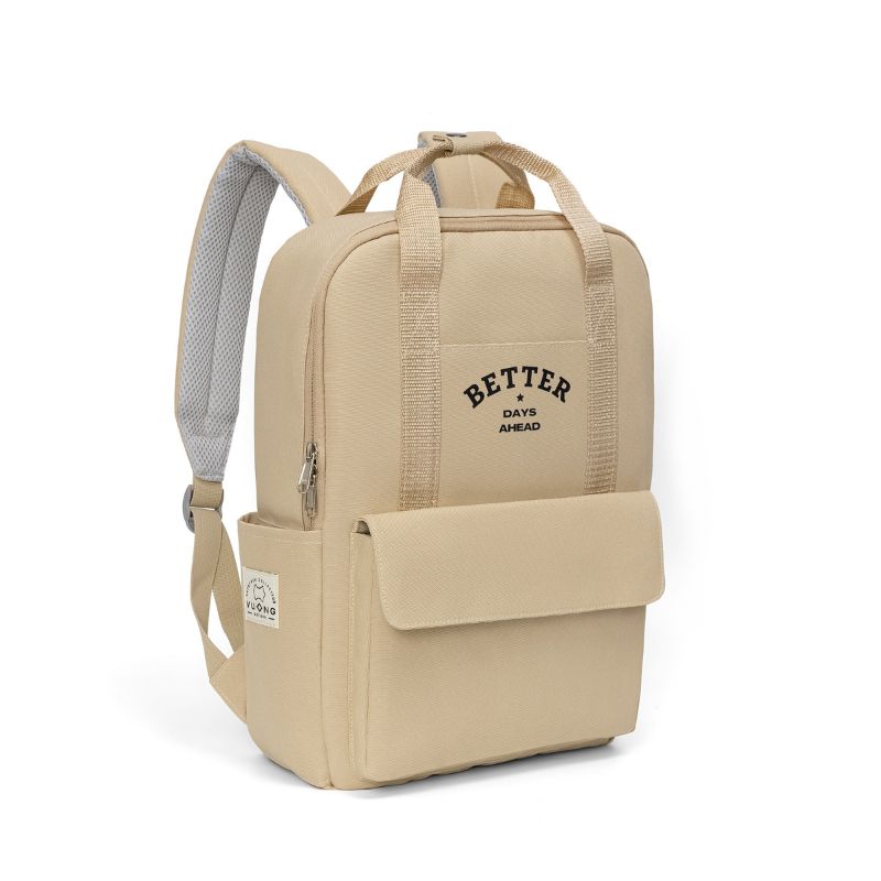 Handcrafted beige canvas and leather trimmed backpack highlighting bespoke artisan craftsmanship